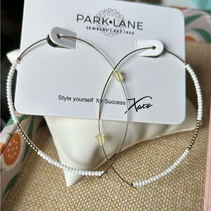 Park Lane Gold and White Beaded Hoops